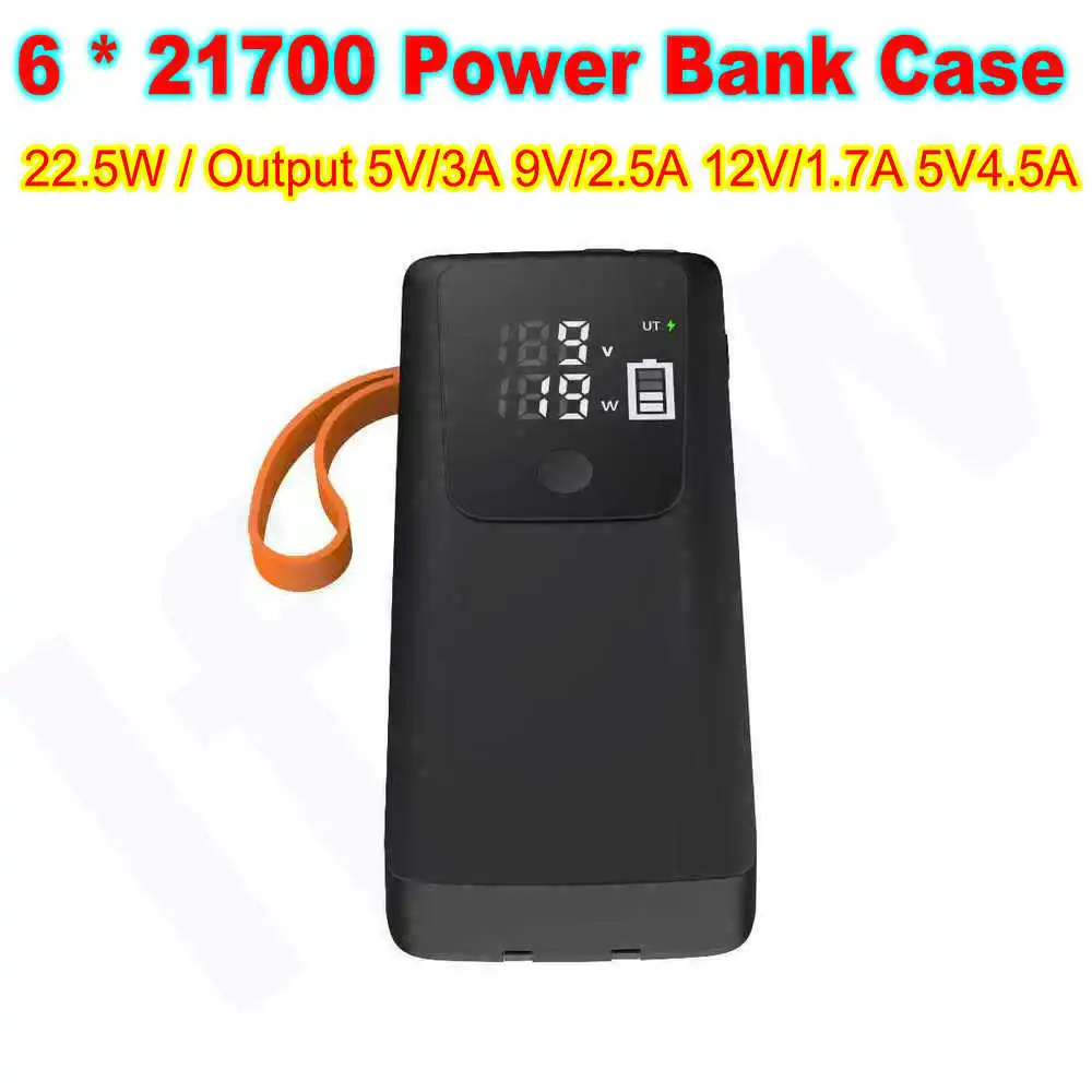 Battery Case Storage - กล่องใส่แบตเตอรี่ 21700 พาวเวอร์แบงค์ DIY แบบถอดได้ พร้อมสายชาร์จและไฟ