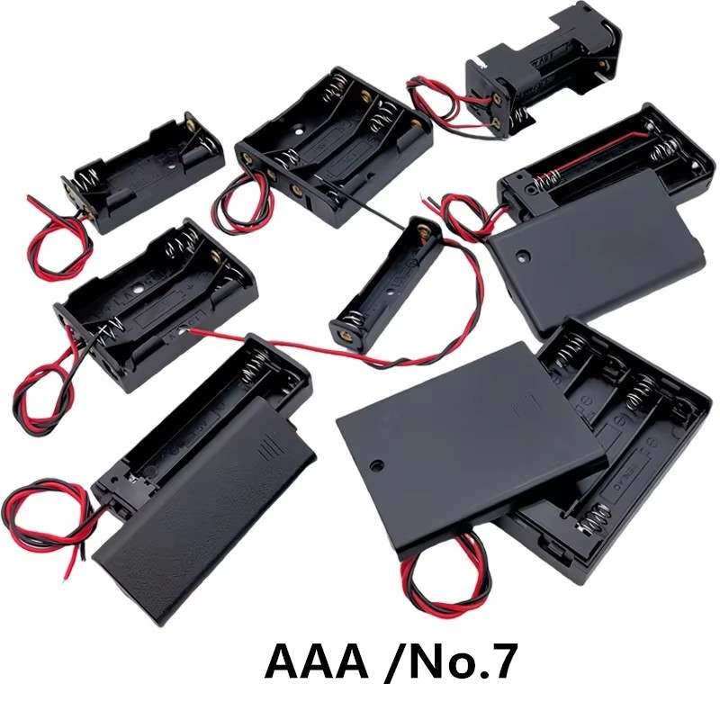 Battery Case Storage - กล่องเก็บแบตเตอรี่ AAA/No.7 จำนวน 10 ชิ้น พร้อมฝาปิดสวิตช์