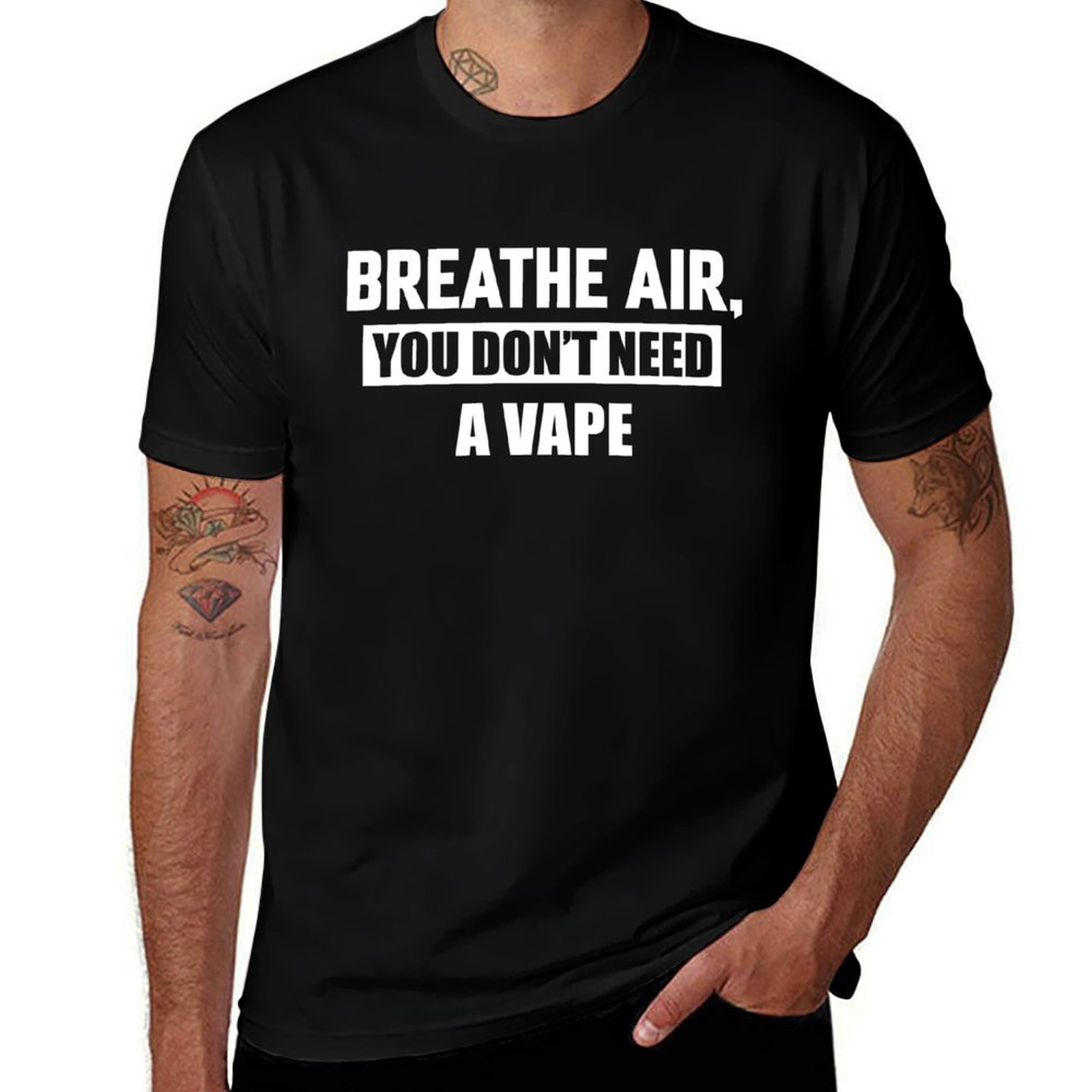 Vaping Air - หายใจได้เต็มที่ ไม่ต้องพึ่งบุหรี่ไฟฟ้า เสื้อยืดออกกำลังกายแขนสั้นใส่สบาย